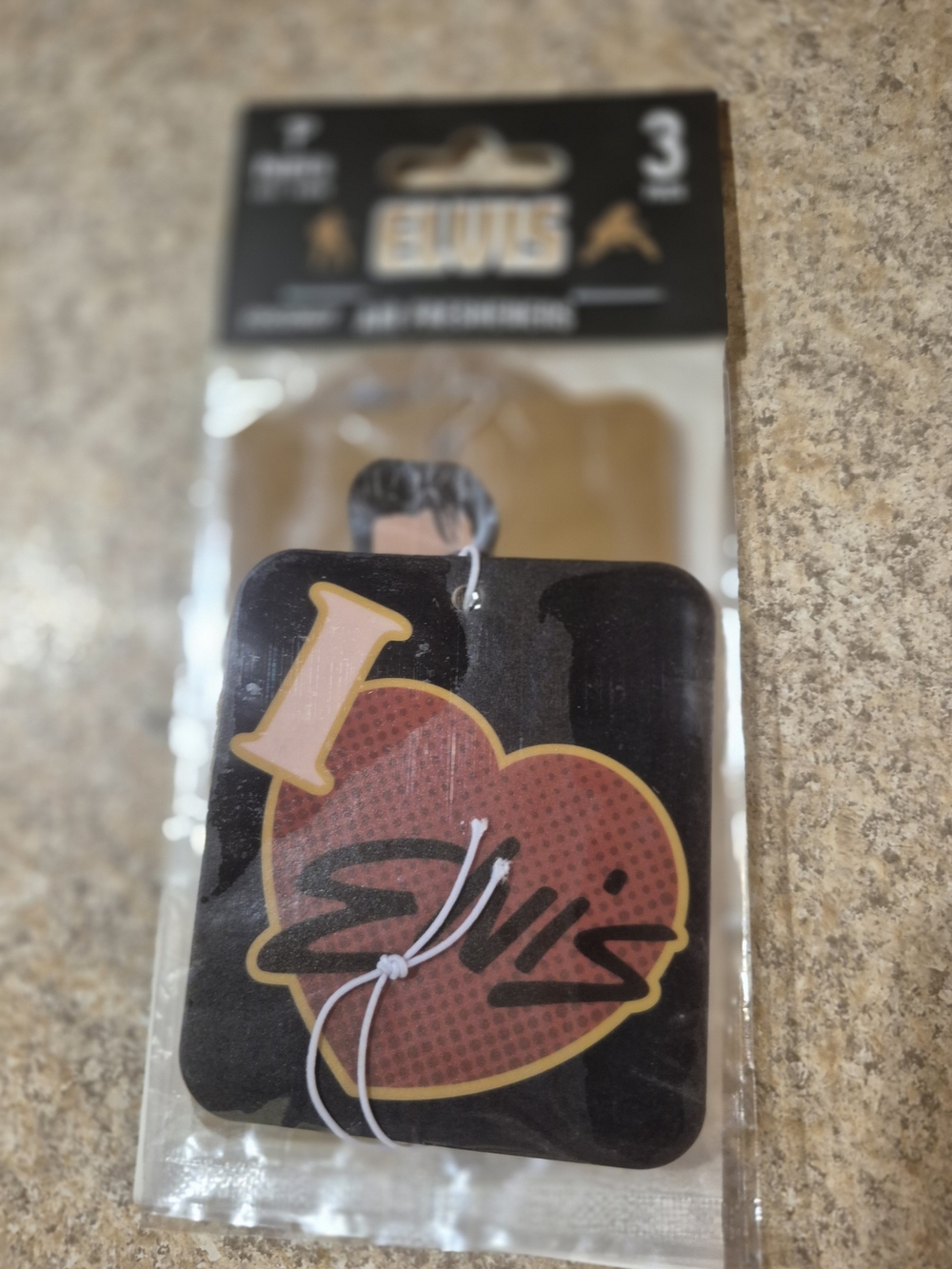 ELVIS Black and Red "I ♥ Elvis" Hanging Air Freshener 3 Pack. Collectble